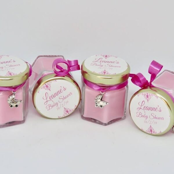 Personalized Pink Baby Shower Candle Jars