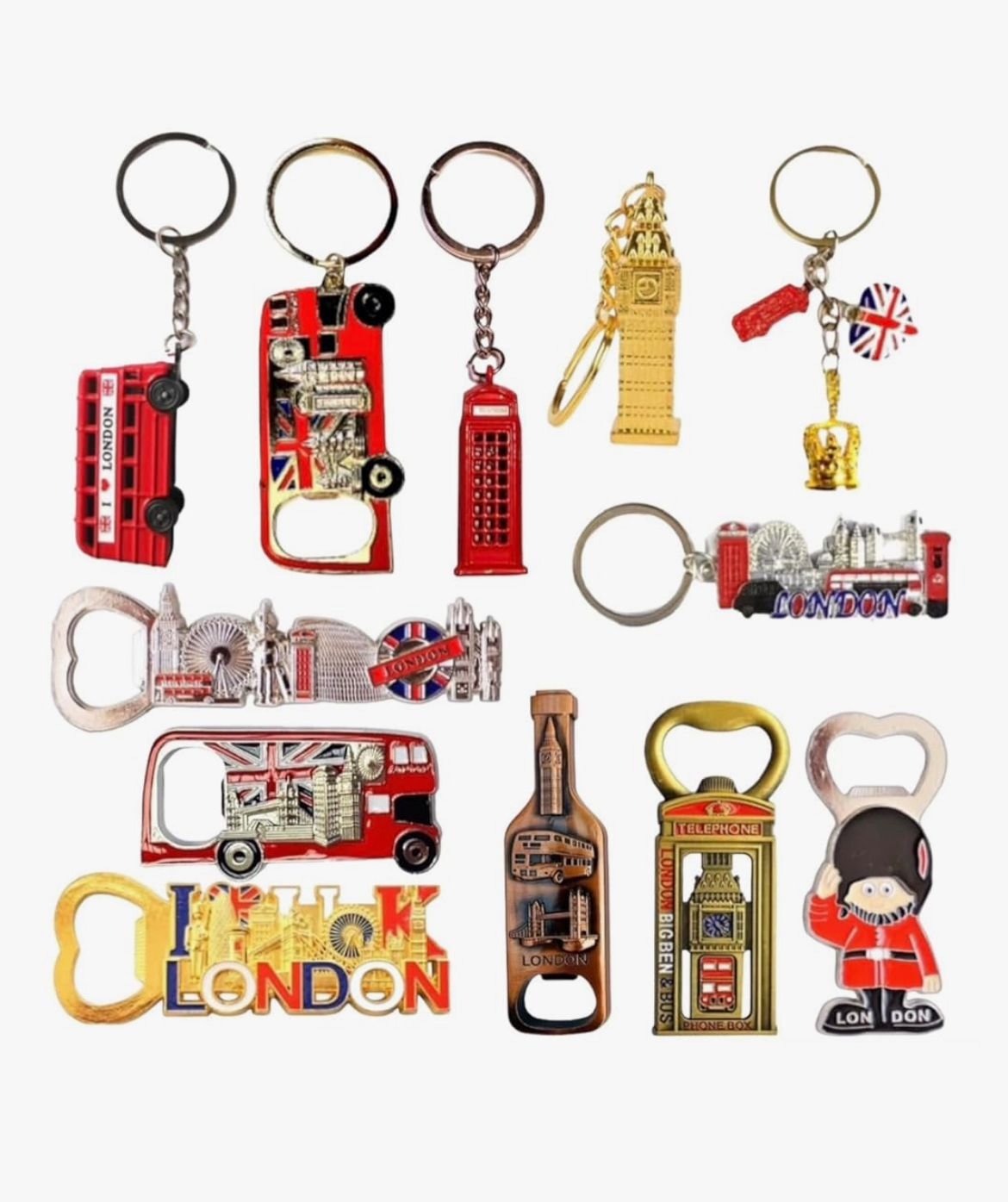 London Souvenir Keychains and Bottle Openers